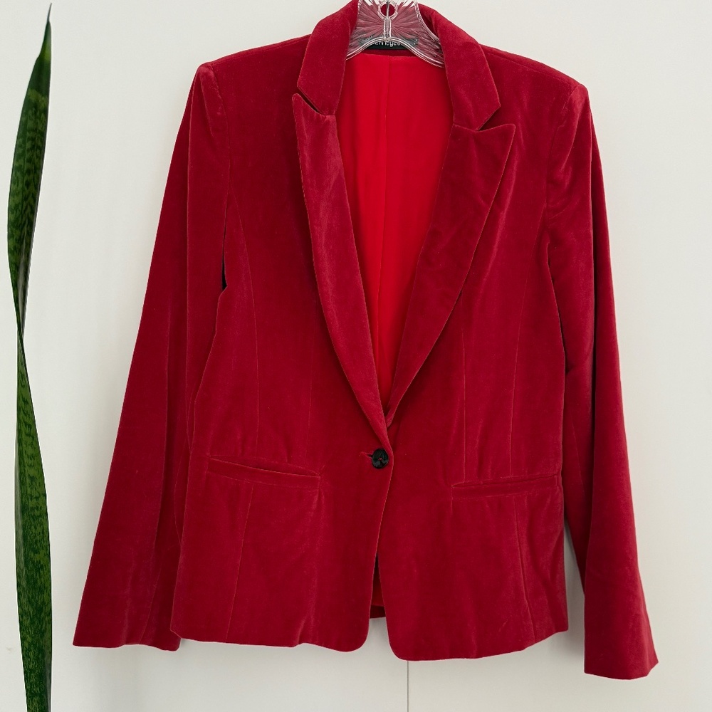 Catherine Gee Red Velvet Blazer Size Small